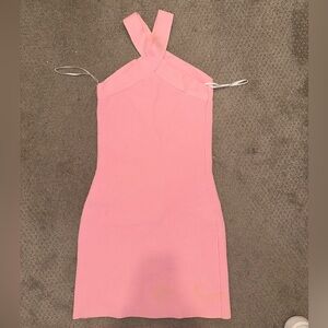 Aritzia Babaton Criss Cross Sculpt Knit Pink Dress